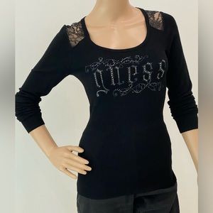 NWT Guess Stud-Embellished and Lace Sweater
